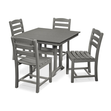 POLYWOOD La Casa Cafe 5 Piece Farmhouse Trestle Side Chair Dining Set - Slate Grey